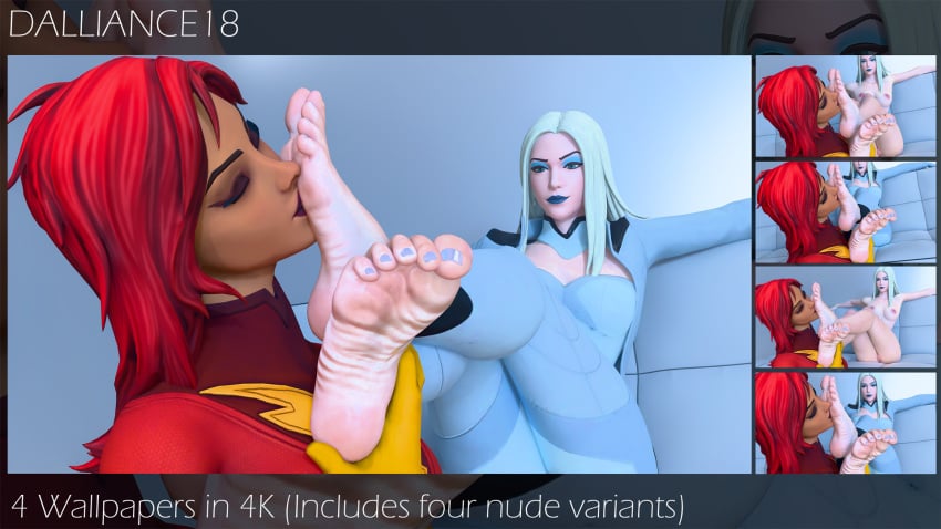 3d 3d_model breasts dalliance18 dark_phoenix dominant_female emma_frost emma_frost_(fortnite) foot_fetish fortnite fortnite:_battle_royale jean_grey marvel marvel_comics nipples nude nude_female pussy red_hair vagina variant_set x-men