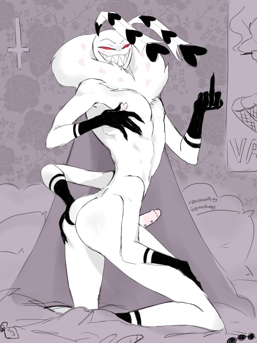 4_arms ass gay god_(hazbin_hotel) hazbin_hotel male nipples only_male penis red_eyes selfie sketch valentino_(hazbin_hotel) valgod vishneffsky