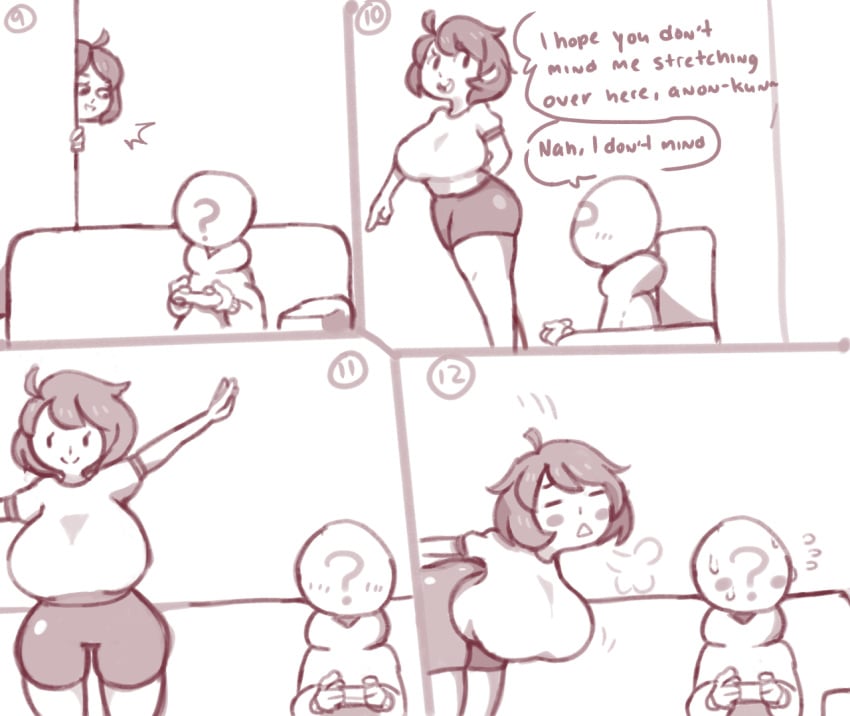 1boy 1girls age_difference big_breasts breasts comic imminent_ara_ara imminent_incest inkerton-kun inkuusan large_breasts mama-chan milf mob_face monochrome mother mother_and_son older_female son text younger_male