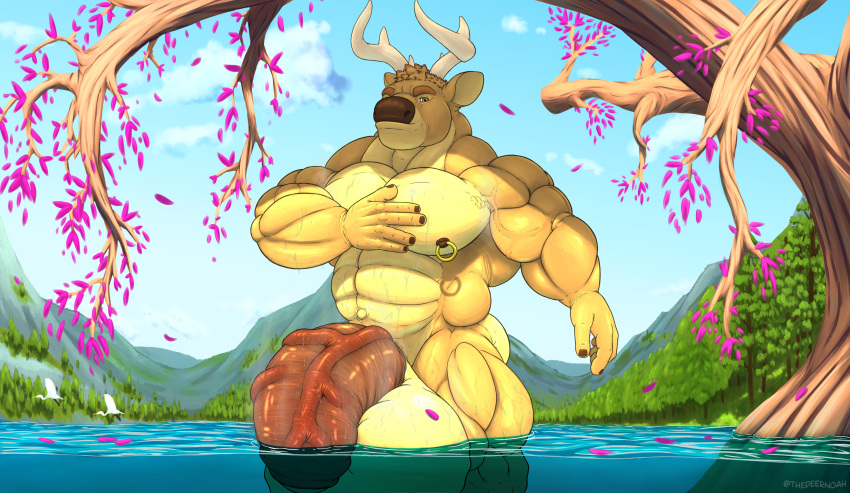 absurd_res antlers ass balls bathing big_arms big_balls big_butt big_navel big_pecs big_penis big_vein cloud exhibitionism furry genitals hi_res horn huge_balls huge_cock lagoon lake landscape_background lips male male_focus male_only mountain musclegut muscular musk musk_clouds musky_armpit musky_balls musky_cock navel nipple_piercing nipples noah_(thedeernoah) outie_navel pecs penis piercing plant public public_nudity solo solo_male thedeernoah thick_arms thick_fingers thick_leg thick_lips thick_neck thick_penis tree vein veiny_penis wet wet_balls wet_body wet_penis