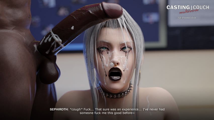 3d 3d_(artwork) 3d_model after_fellatio after_oral after_orgasm after_sex ahe_gao androgynous black_legwear black_lips black_lipstick choker cum cum_in_mouth cum_on_face dark-skinned_male eyes_rolling_back fat_cock femboy femboy_focus femboysub feminine feminine_body feminine_male feminine_pose feminization final_fantasy final_fantasy_vii final_fantasy_vii_remake girly green_eyes green_hair huge_cock interracial large_penis long_hair makeup male male/male male_focus male_on_femboy male_only male_penetrated male_penetrating male_penetrating_male meaty_dick open_mouth pale-skinned_femboy pale-skinned_male pale_skin pierced_nose piercing ponytail sephiroth sissification sissy trap tscd_rendering yaoi