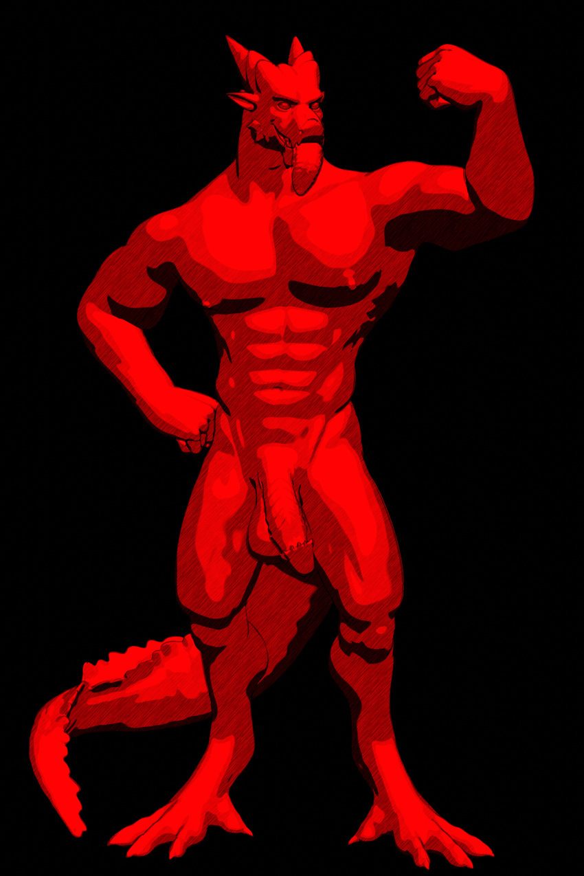 2:3 3d 3d_(artwork) absurd_res black_and_red buruthebull digital_media_(artwork) dragon dragon_(maxwellshiba) hi_res lunjy_(maxwellshiba) maxwellshiba monochrome muscular nude