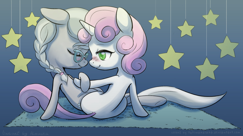 duo equine female female_only friendship_is_magic furry hair_on_head horn horse multiple_females my_little_pony silver_spoon silver_spoon_(mlp) sweetie_belle_(mlp) tail tutiwakalaka unicorn yuri