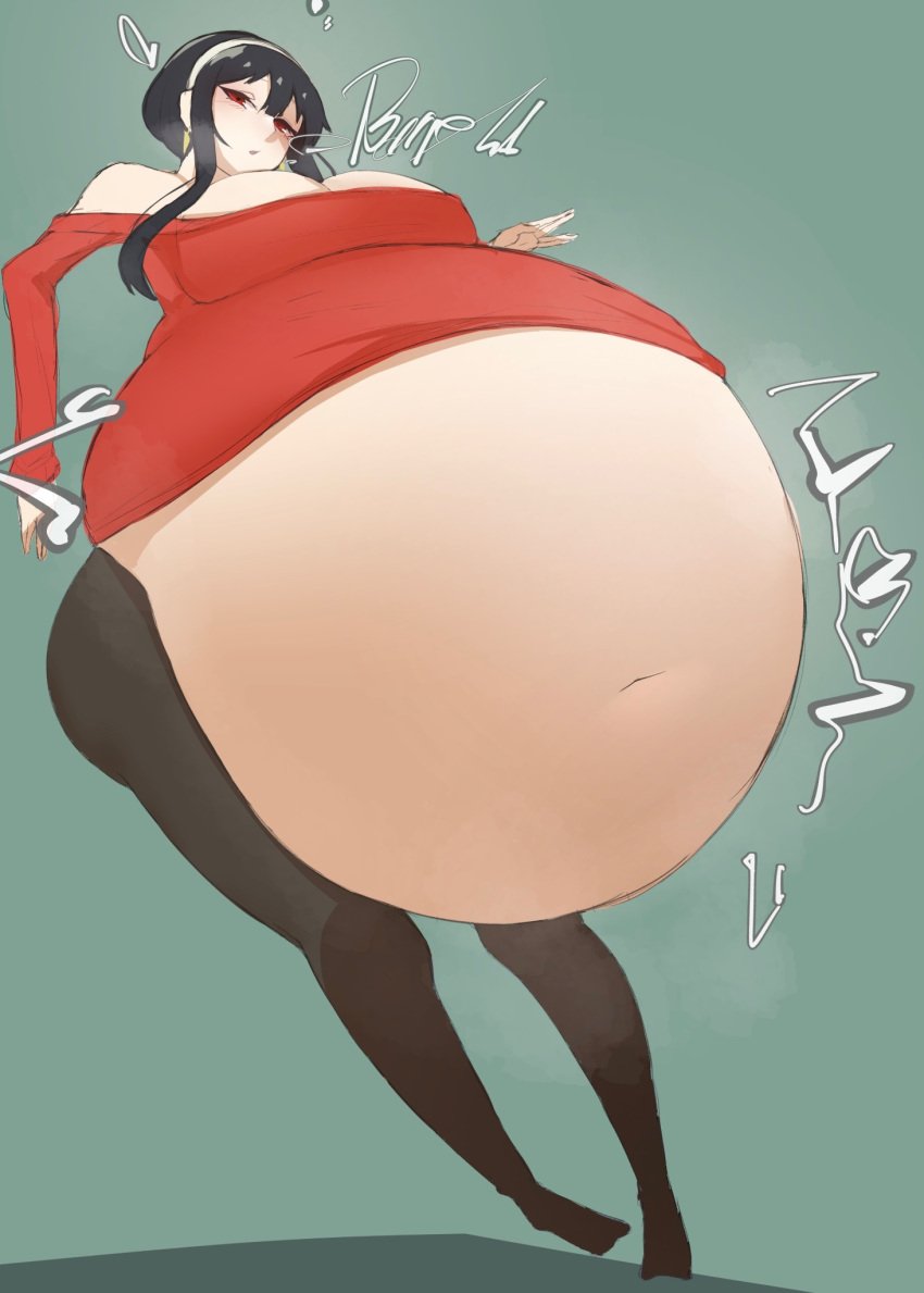 1girls bloated_belly burp burping dadada_53 fat female gigantic_belly hyper_belly overweight_female spy_x_family yor_briar