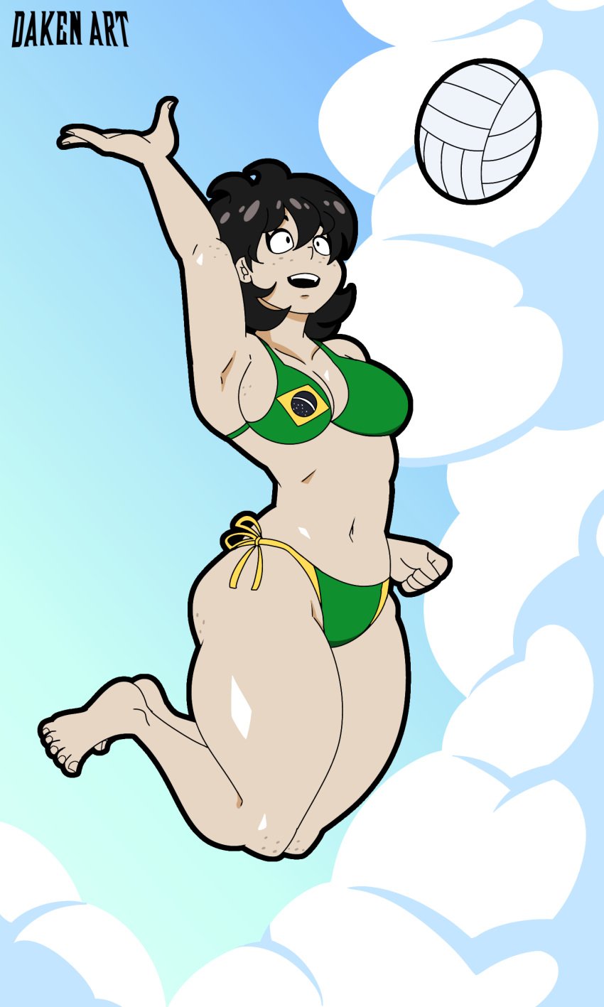 2024 2d 2d_(artwork) 2d_artwork ass ass beach beach_ball big_ass big_butt big_thighs bikini black_hair brazil brazilian brazilian_female breasts cartoon_network daken_art(artist) daken_henderson(artist) green_bikini jorel's_brother lara_(jorel's_brother) legs short_hair thick_legs thick_thighs thighs volleyball white_body white_fur white_skin