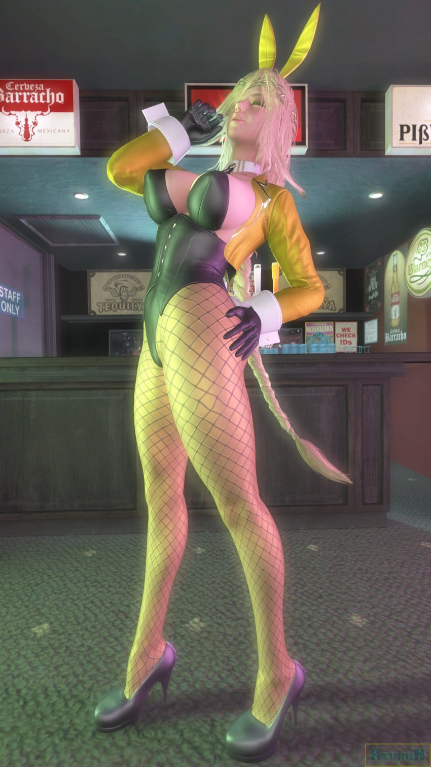 3d alternate_hairstyle bar breasts bunny_ears bunnysuit elden_ring fishnets gloves hand_on_hip high_heels kevhon queen_marika_the_eternal solo solo_female source_filmmaker