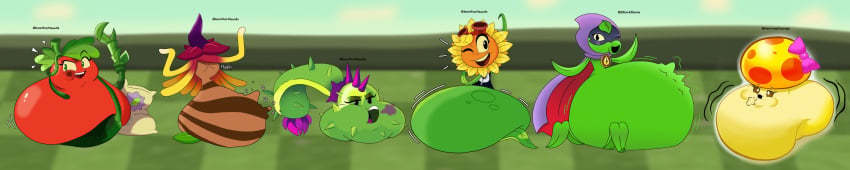 1girls anthro anthrofied ass belly belly_bulge breasts breasts digestion dusk_lobber_(pvz) ectoplasmicresidue fat female female_pred flora_fauna green_shadow_(pvz) inflation obese peashooter_(pvz) plant plant_girl plant_humanoid plantie plants_vs._zombies popcap_games pred pussy solar_flare_(pvz) sun-shroom_(pvz) sunflower_(pvz) vore vore_belly weight_gain witch_hazel_(pvz)