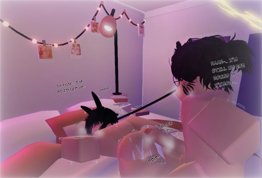 2boys 3d akako anal anal_sex ass ass_cleavage big_penis collar cum cum_drip cum_in_ass cum_inside english_text gay_sex hi_res high_resolution highres leash leash_pull onomatopoeia roblox roblox_avatar robloxian tagme text