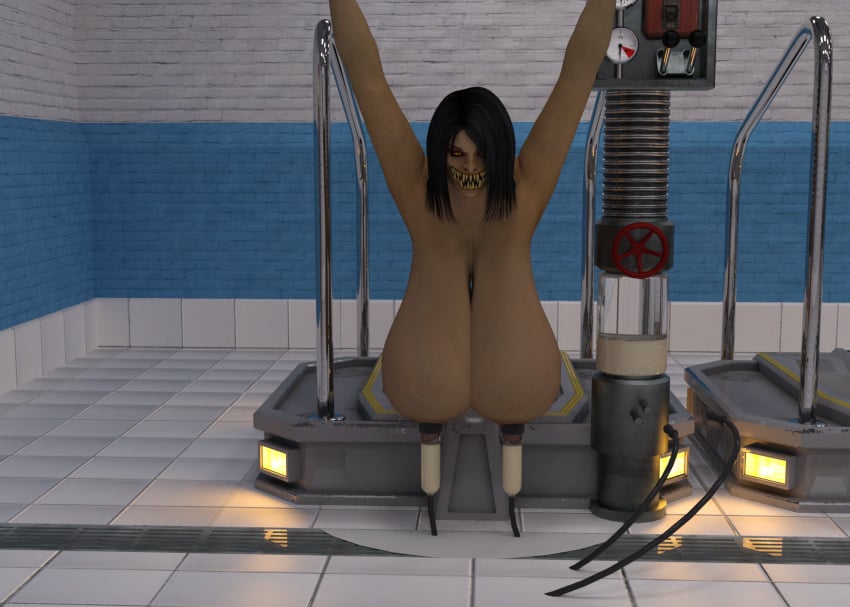 1girls arms_up bondage breast_milking daz3d daz_studio female hanging_breasts huge_breasts lactation mileena mileena_(mk9) milking_machine mortal_kombat mortal_kombat_(2011) raider_(artist)