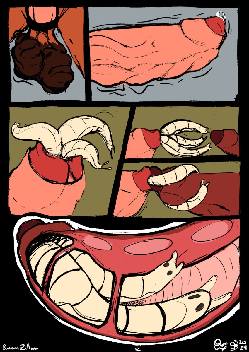 balls close-up cock_vore comic creature_inside foreskin genitals hi_res infestation inside_balls internal internal_urethral male male/male parasite parasite_in_urethra parasite_transfer penetration penile penis prey_transfer qwaxi~lixard urethra_worm urethral urethral_bulge urethral_penetration vore