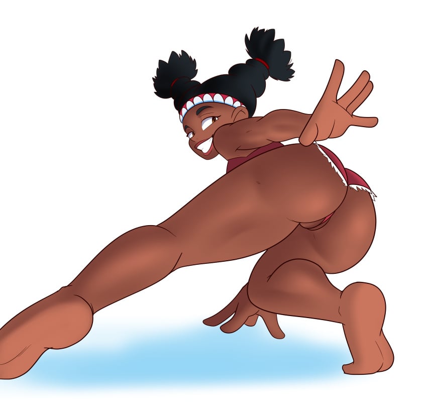 1girls 2d ass ass_focus barefoot clothed dark-skinned_female dark_skin female human human_only klassyarts_(artist) lily_hawk pussy smile street_fighter street_fighter_6 tagme