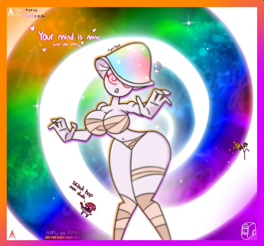 agonywelds anthro ass big_ass big_breasts blush blushing breasts censored femdom hands_out hypno-shroom_(pvz) hypno_shroom hypnosis hypnotic_eyes hypnotizing_viewer looking_at_viewer mushroom mushroom_girl mushroom_humanoid panties plant plants_vs_zombies reverse_rape sfw talking_to_viewer text thick_ass thick_thighs thighs