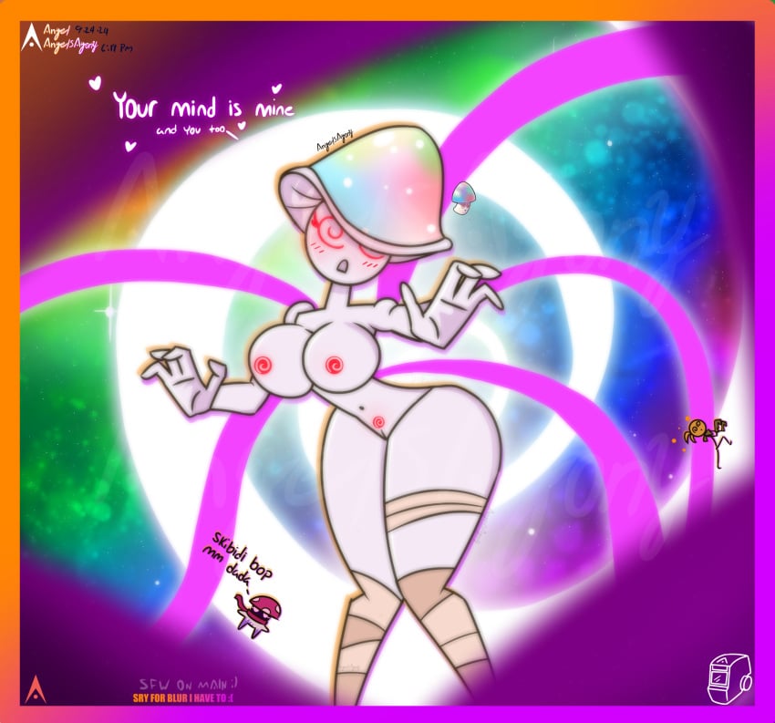 agonywelds anthro ass big_ass big_breasts blush blushing_at_viewer breasts femdom hands_out heart hypno-shroom_(pvz) hypno_shroom hypnosis hypnotic_eyes hypnotizing_viewer looking_at_viewer mushroom mushroom_girl mushroom_humanoid nipples nude plant plants_vs_zombies pussy red_eyes reverse_rape talking_to_viewer tentacle text thick_ass thick_thighs thighs tied_up wrapped_up