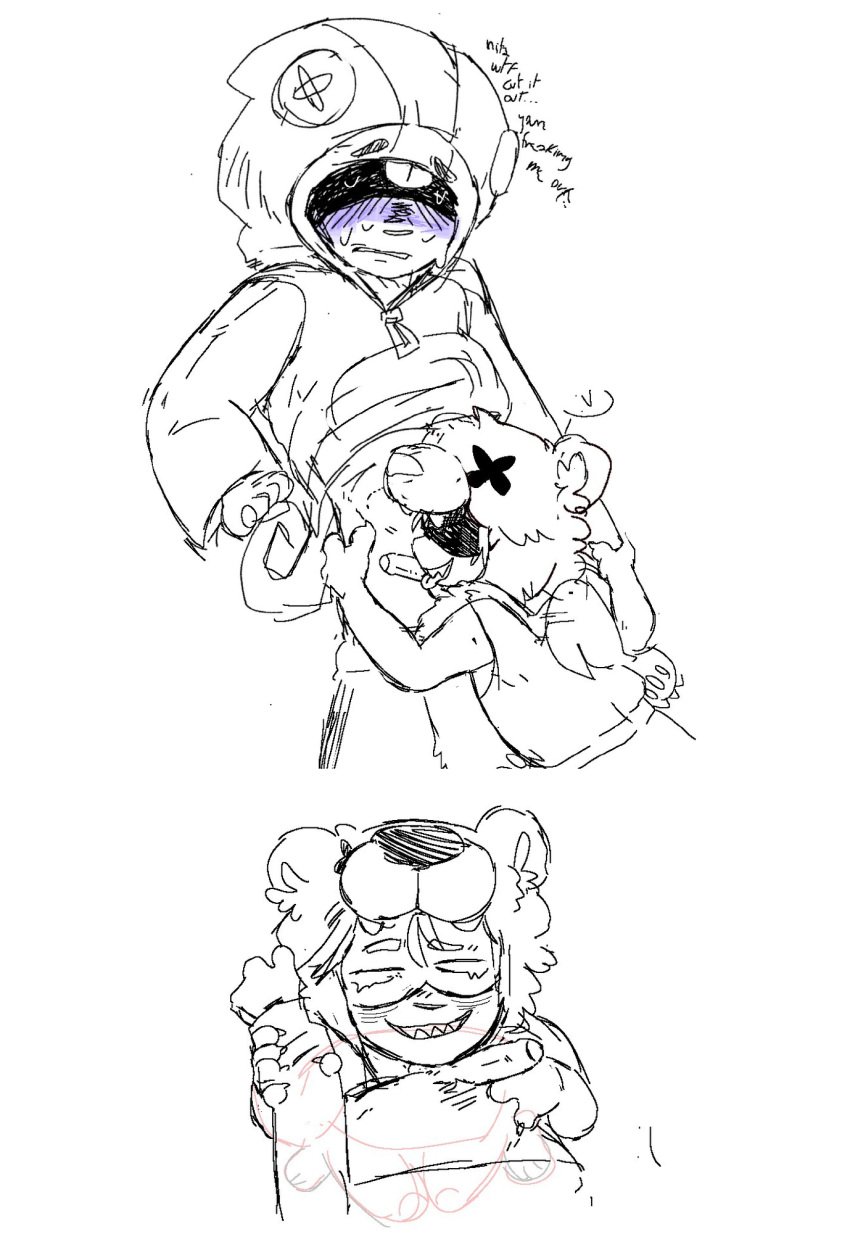 brawl_stars brother_and_sister incest leon_(brawl_stars) nita_(brawl_stars) scared_expression submissive_male