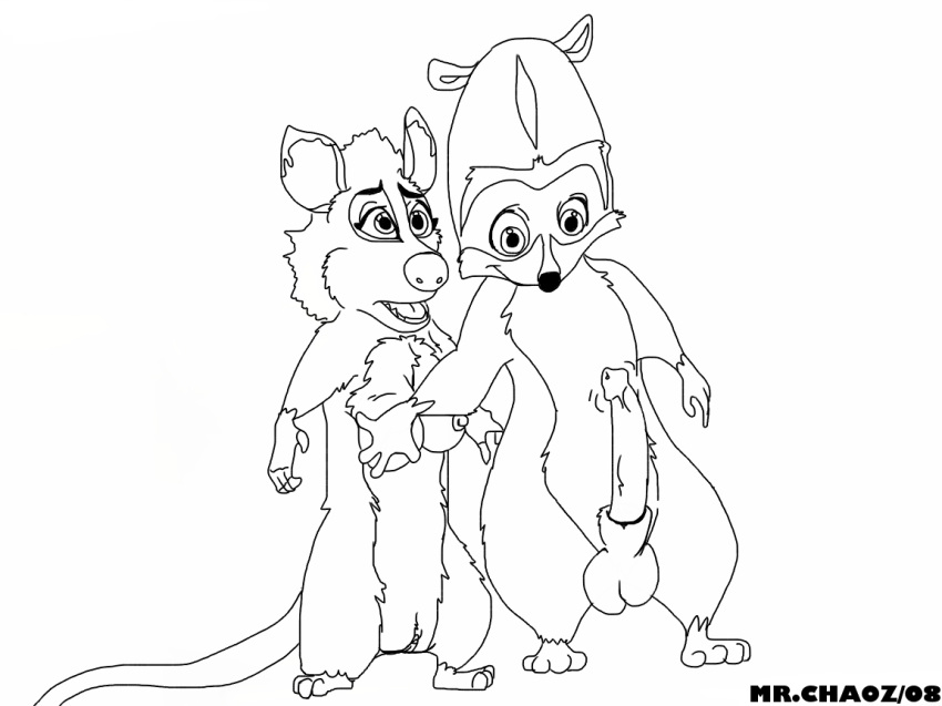 1boy 1girls 2008 anthro breasts dreamworks duo erection female feral furry heather_(over_the_hedge) male mammal marsupial mr._chaoz nipples opossum over_the_hedge paramount_pictures penis pussy raccoon rj_(over_the_hedge) tagme testicles