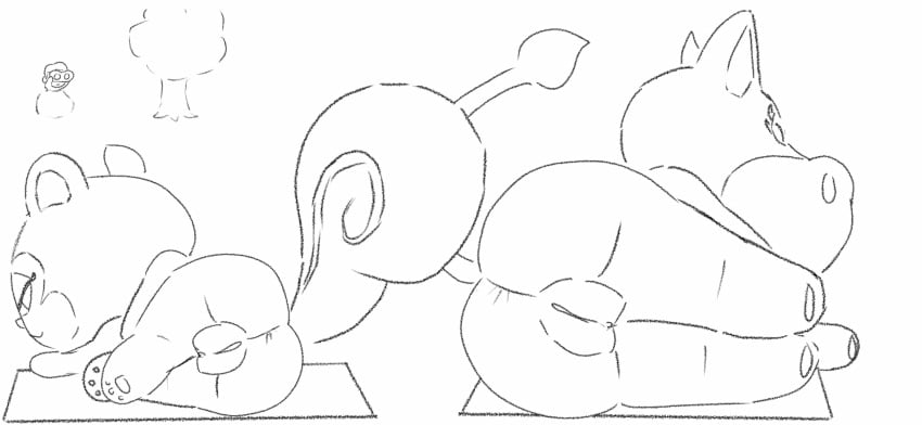 animal_crossing animated anus ass being_watched binoculars bovine duo female furry gif human no_color patty_(animal_crossing) pecan_(animal_crossing) presenting_hindquarters presenting_pussy simski size_difference sketch squirrel stretching villager_(animal_crossing) yoga yoga_mat