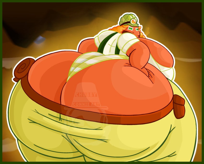 1girls ass ass_bigger_than_head ass_bigger_than_torso ass_cleavage ass_expansion ass_focus bbw big_ass bubble_ass bubble_butt bursting_breasts bursting_butt butt_expansion caked_up chubbyconnieart cookie_run cookie_run_ovenbreak cookiephilia fat_ass food_creature hand_on_butt hand_on_hip hyper melon_bun_cookie miner ssbbw striped_panties tight_clothing