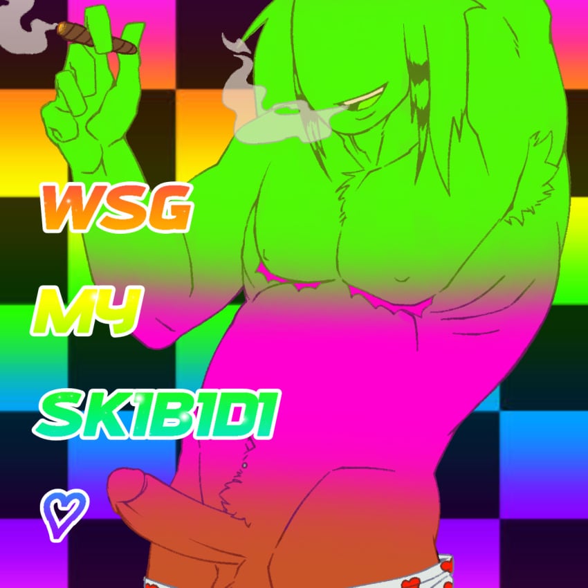 chest_hair chest_scar hairy_male high male_only mastectomy_scar quackanz rainbow_background regretevator roblox roblox_game scene skibidi smoking tagme unpleasant_gradient weed