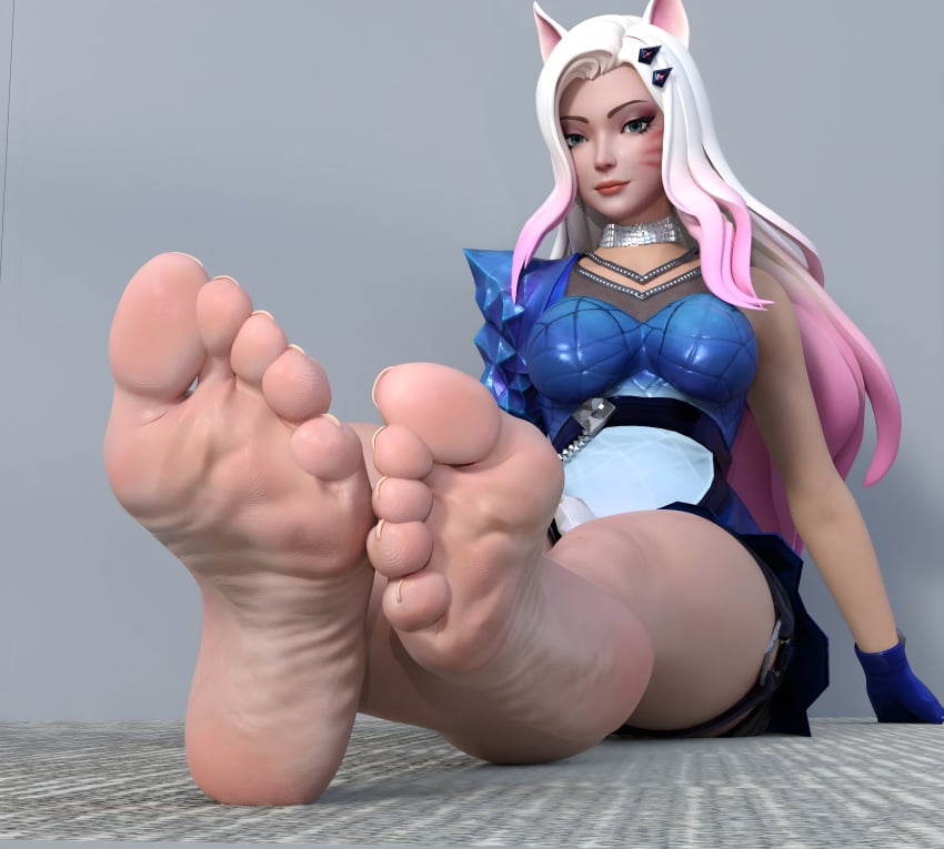 3d ahri arched_soles feet feet_focus feet_together female foot_fetish fox_ears k/da_all_out_ahri k/da_all_out_series k/da_series league_of_legends light-skinned_female looking_at_viewer shaohuu sitting_down soles thighs toes wrinkled_feet wrinkled_soles