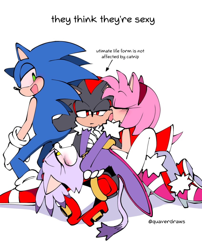 amy_rose ass_in_face bisexual blaze_the_cat blue_fur blush cat_ears cat_humanoid clothed_female_nude_male drugged hedgehog_humanoid humor licking_face pink_body purple_fur quavernsfw sexual_hugging shadow_the_hedgehog sonic_(series) sonic_the_hedgehog sonic_the_hedgehog_(series) tagme twerking