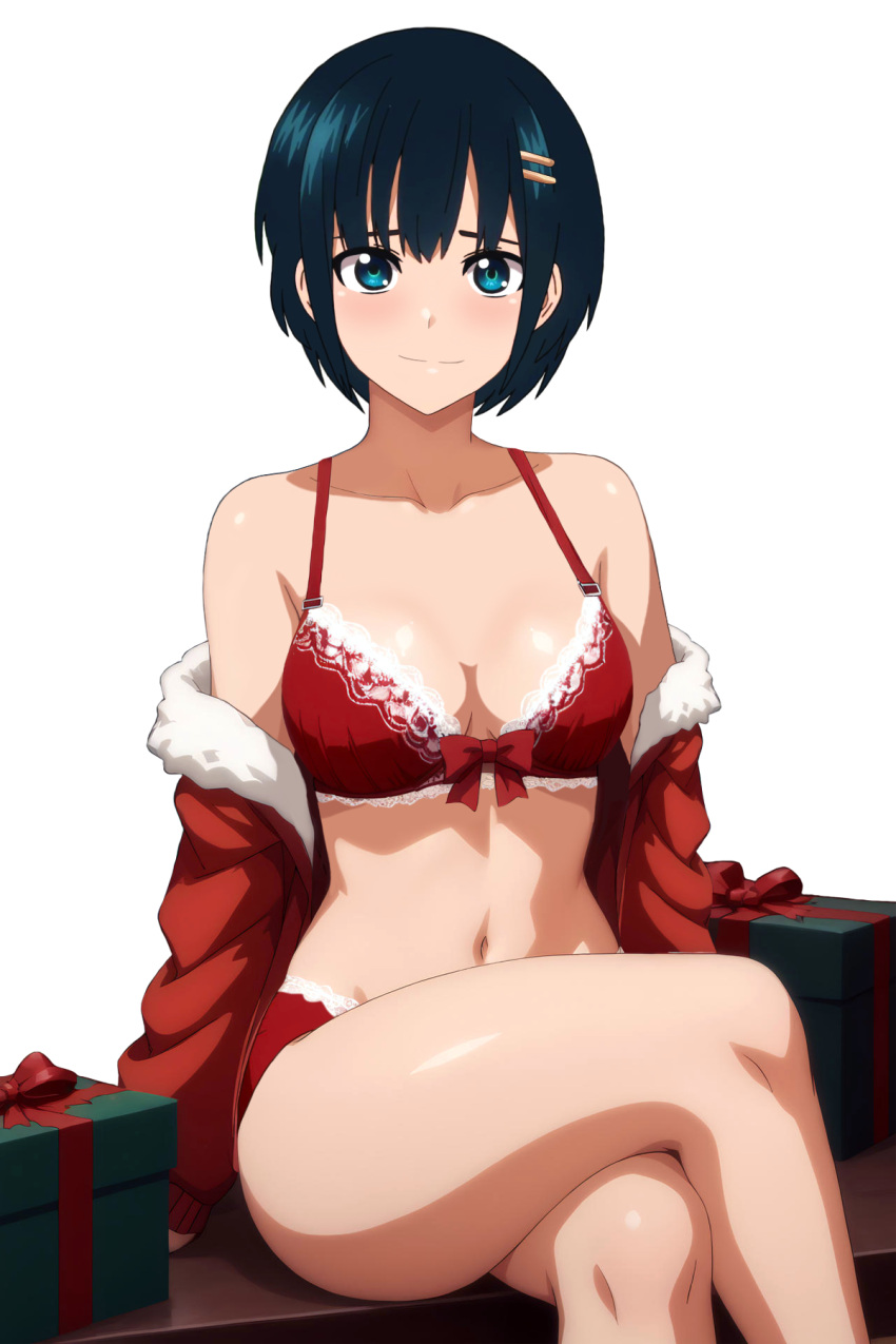 botan_nagatsuki christmas cleavage medium_breasts santa_costume short_hair string_bikini