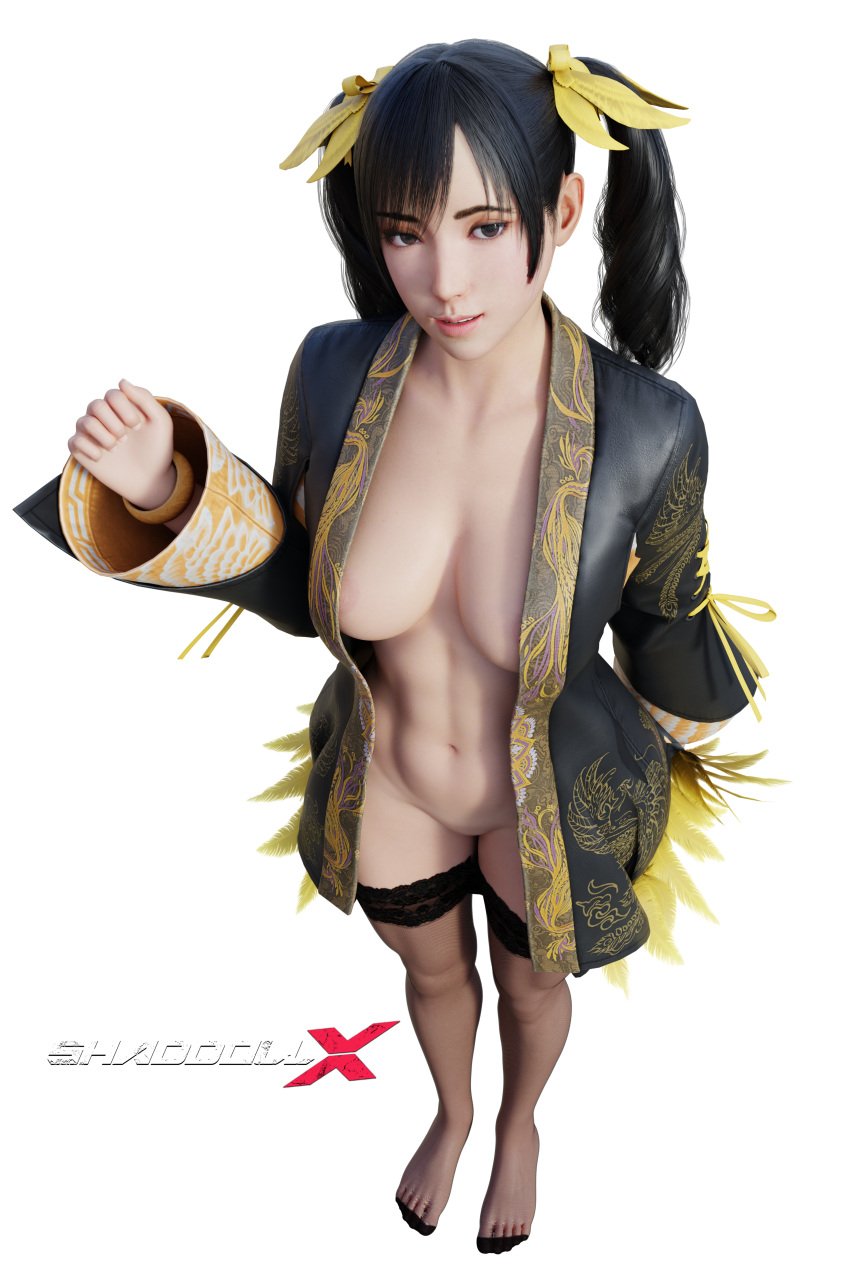 3d chinese_girl female fishnets half-dressed ling_xiaoyu looking_at_viewer png pussy shaddoll_x tekken tekken_8 twintails