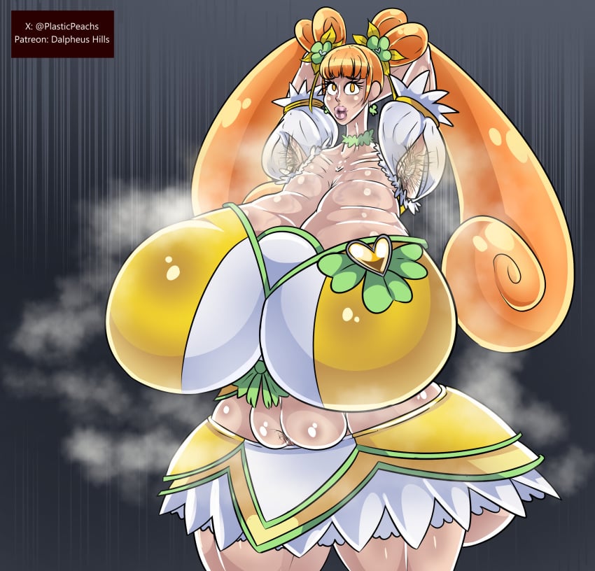 1girls alternate_ass_size alternate_body_type alternate_breast_size armpit_hair armpits arms_behind_head ass bimbo blush breasts clover_hair_ornament cure_rosetta curvy dalpheushills dokidoki!_precure dress earrings female female hyper hyper_breasts lips long_hair looking_at_viewer massive_breasts nipples open_mouth orange_eyes orange_hair plump precure pretty_cure pubic_hair shiny_hair shiny_skin skirt sweat tall tall_female tall_girl taller_female taller_girl thick tied_hair tight_clothes tight_clothing tight_dress tight_fit twintails yotsuba_alice