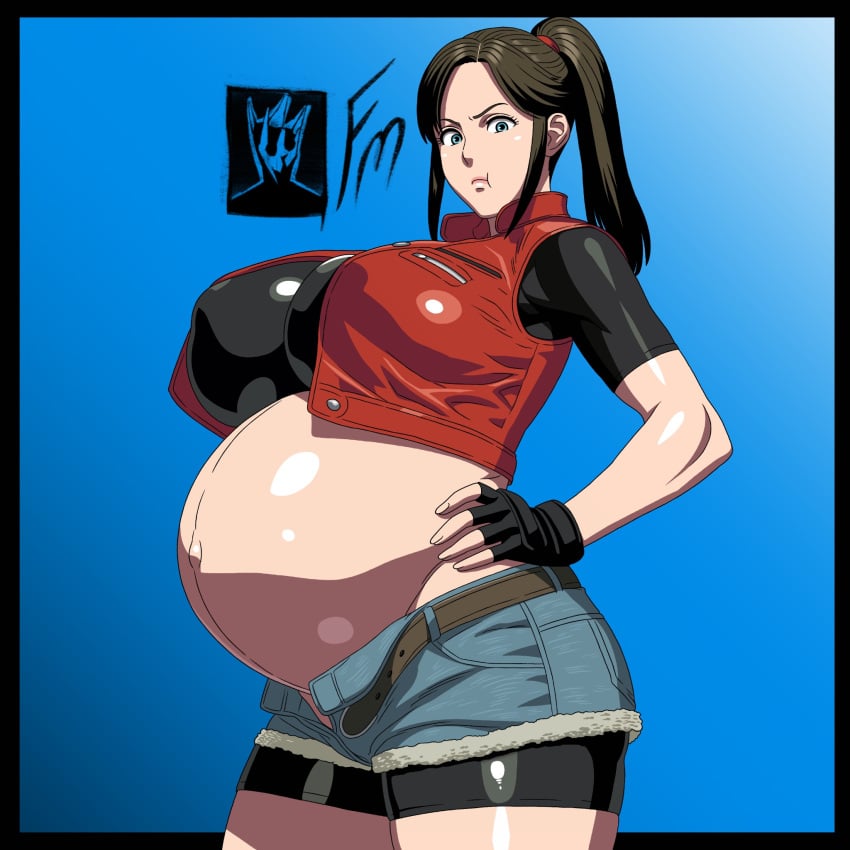 1girls big_breasts breasts claire_redfield female female_only fungus-man huge_belly large_breasts looking_at_viewer pregnant ready_to_pop resident_evil solo