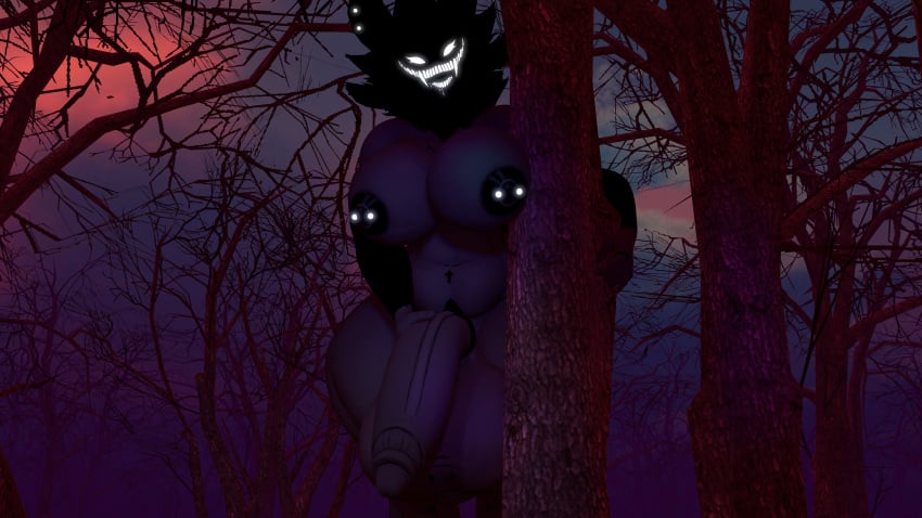 3d anthro artist_upload backrooms backrooms_creature big_balls big_hips furry futa_only futanari huge_balls karelia_(acerattman) karelia_futanari_(acerattman) large_hips original_artwork photo png scary sfm smiler_(the_backrooms) valve woods