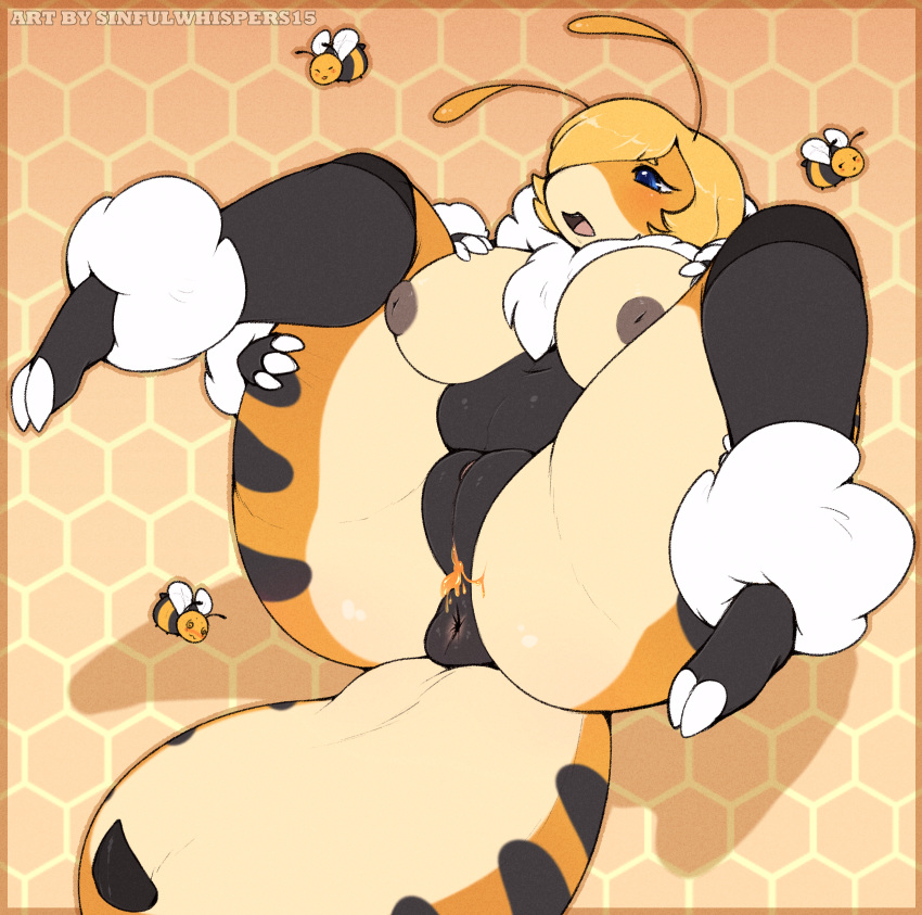 1girls 2017 2_toes 3_fingers 4_arms abdomen absurd_res antennae anthro anus arm_tuft arthropod ass bedroom_eyes bee belly big_ass big_belly big_breasts big_nipples biped black_anus black_body black_pussy black_stripes blonde_hair blue_eyes blush border breasts brown_nipples butthole claws clitoris come_hither dripping eyelashes female female_only feral flying food food_insertion food_play fur group hair half-closed_eyes hand_on_breast hand_on_hip hands_on_breasts hands_on_hips hi_res holding_thigh honey honeycomb huge_ass huge_breasts huge_butt huge_nipples imminent_anal_sex insect_wings insects leg_tuft legs_up lying moan moaning moaning_in_pleasure multi_arm multi_limb multicolored_body navel neck_tuft nipples non-mammal_breasts nude on_back open_mouth orange_background orange_body orange_border outline overweight overweight_female pattern_background plump_ass plump_labia plump_vulva presenting presenting_anus presenting_butthole presenting_hindquarters presenting_pussy puffy_anus puffy_nipples puffy_pussy puffy_vulva pussy reclining shadow short_hair simple_background sinfuldreams15 size_difference solo solo_focus spread_legs spreading stinger striped_body stripes tail_asshole tan_body text thick_thighs toe_claws toes tokii_bummble_(reizakirga) tuft vagina vaginal_secretions vulva watermark white_claws white_fur wings