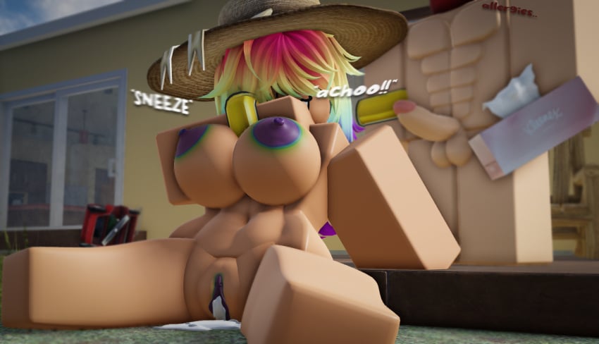 1boy 1girls 3d :3 artist_self-insert big_ass big_breasts cum cum_drip cum_in_pussy cum_inside cum_pool cum_puddle mowing_lawn ninjashyper2 public public_sex rainbow_boobs rainbow_hair rainbow_pussy rainbow_tits roblox roblox_avatar robloxian self_upload skittle_(ninjashyper2) sneeze tagme wedding_ring