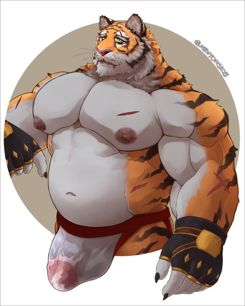 2025 abs absurd_res anthro areola barazoku belly biceps big_bulge big_muscles bodily_fluids border bulge claws clothed clothing deltoids detailed_bulge epic_games erection erection_under_clothing felid fingerless_gloves fortnite fur genital_fluids gloves grey_background handwear hi_res huge_bulge huge_muscles jockstrap looking_at_viewer male mammal musclegut muscular muscular_anthro muscular_male navel newton_2305 nipples oscar_(fortnite) pantherine pecs precum precum_through_clothing precum_through_jockstrap precum_through_underwear scar simple_background solo standing tenting thick_arms tiger topless topless_anthro topless_male translucent translucent_clothing translucent_jockstrap translucent_underwear tuft underwear wet wet_clothing wet_jockstrap wet_underwear whiskers white_border