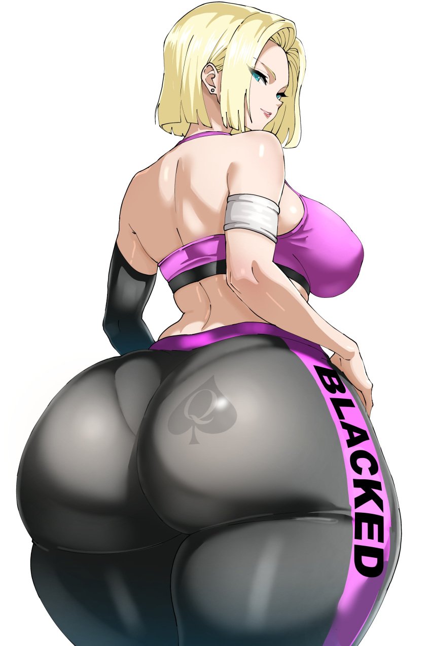 android_18 blacked blonde_hair cheating cheating_wife cuckold dark-skinned_male dragon_ball dragon_ball_super dragon_ball_z gmoreartworks huge_ass interracial netorare ntr queen_of_spades raceplay sportswear tattoo