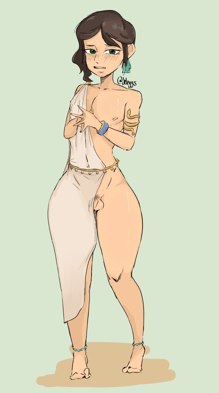 1femboy ancient_greece anklet armband barefoot earring femboy freckles freckles_on_face hands_together jeteggs jewelry nipple original original_character pubic_hair small_penis solo solo_focus solo_male thick_legs thick_thighs tiny_penis toga twink