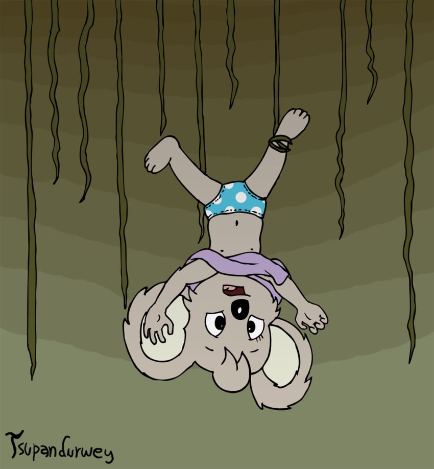 anthro_only blinky_bill_(series) female female_only fur furry hanging koala mammal marsupial no_humans nutsy panties solo tsupandurwei vine