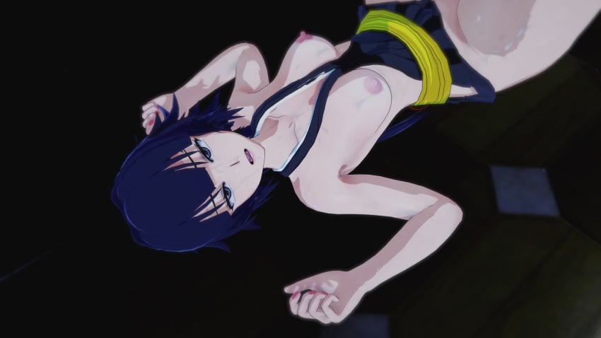 16:9 16:9_aspect_ratio after_sex bleach breasts cum cum_on_breasts cum_on_face dark_hair erect_nipples female female_focus looking_at_viewer looking_pleasured medium_breasts medium_hair nipples open_eyes open_mouth painted_nails partially_clothed semen semen_on_breasts semen_on_face shoulders soifon sui-feng