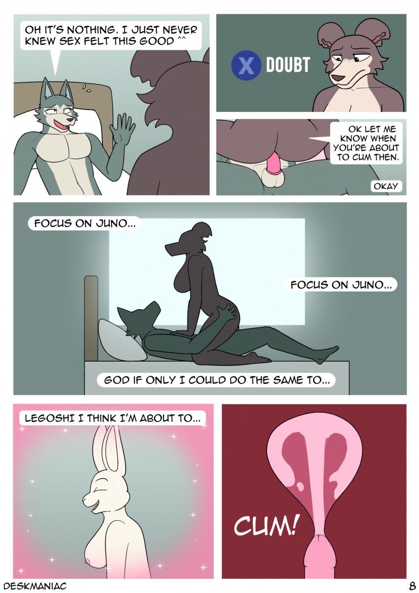 2025 5_fingers anthro anthro_on_anthro anthro_penetrated anthro_penetrating anthro_penetrating_anthro ass balls beastars bed bedding bedroom_eyes blanket bodily_fluids breasts brown_body brown_fur canid canine canis closed_eyes comic condom cowgirl_position cum cum_in_pussy cum_in_uterus cum_inside deskmaniac dialogue domestic_rabbit dominant dominant_female dream duo dwarf_rabbit ejaculation english_text fantasizing female female_on_top female_penetrated fingers from_front_position fur furniture genital_fluids genitals gentle_femdom grey_body grey_fur group haru_(beastars) hi_res hospital_bed hospital_room humanoid_genitalia humanoid_hands humanoid_penis imagination infirmary juno_(beastars) lagomorph legoshi_(beastars) leporid lying lying_on_bed male male/female male_on_bottom male_penetrating male_penetrating_female mammal narrowed_eyes nipples nude nude_anthro nude_female nude_male on_back on_bed on_bottom on_top oryctolagus page_number pecs penetration penile penile_penetration penis penis_in_pussy press_x_to_doubt pussy rabbit safe_sex seductive semi_public sex sexual_barrier_device speech_bubble submissive submissive_male tail text thinking_about_another trio uterus vaginal_penetration vaginal_penetration wearing_condom white_body white_fur wolf