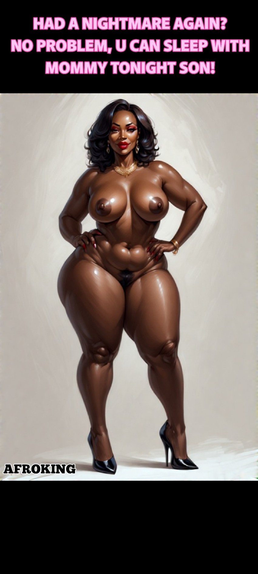 1milf 3d african african_female afroking ai_female ai_generated beautiful belly belly_bulge big_breasts black_body black_hair black_skin breasts bulge caption curvaceous_female curvy curvy_body curvy_female curvy_figure curvy_hips dark-skinned_female dark_hair dark_skin dominant drawing ebony english_text exposed exposed_breasts exposed_nipples exposed_pussy exposed_torso fat female fully_nude hairy_pussy high_heels illustration incest lipstick looking_at_viewer makeup mature mature_female milf mommy mother mother_and_son naked naked_female nigerian nude nude_female obese obese_female older_female overweight overweight_female painting posing posing_for_the_viewer pretty pubic_hair red_lipstick sagging_belly sagging_breasts seduction seductive seductive_look seductive_smile smile solo stepmother stilletos stomach stomach_bulge text thick thick_ass thick_hips thick_legs thick_thighs thighs