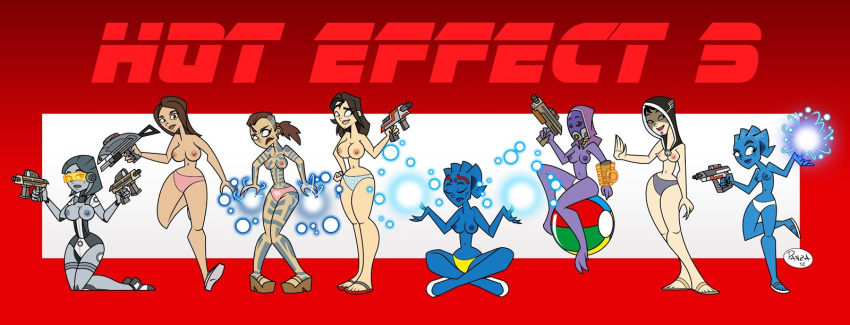 6+girls 8girls alien alien_girl asari ashley_williams big_breasts bioware blue_skin breasts different_artstyle edi female_only guns human ilpanza jack_(mass_effect) kasumi_goto liara_t'soni mass_effect mass_effect_2 mass_effect_3 miranda_lawson multiple_girls nipples purple_skin quarian robot robot_girl samara tagme tali'zorah_nar_rayya topless total_drama