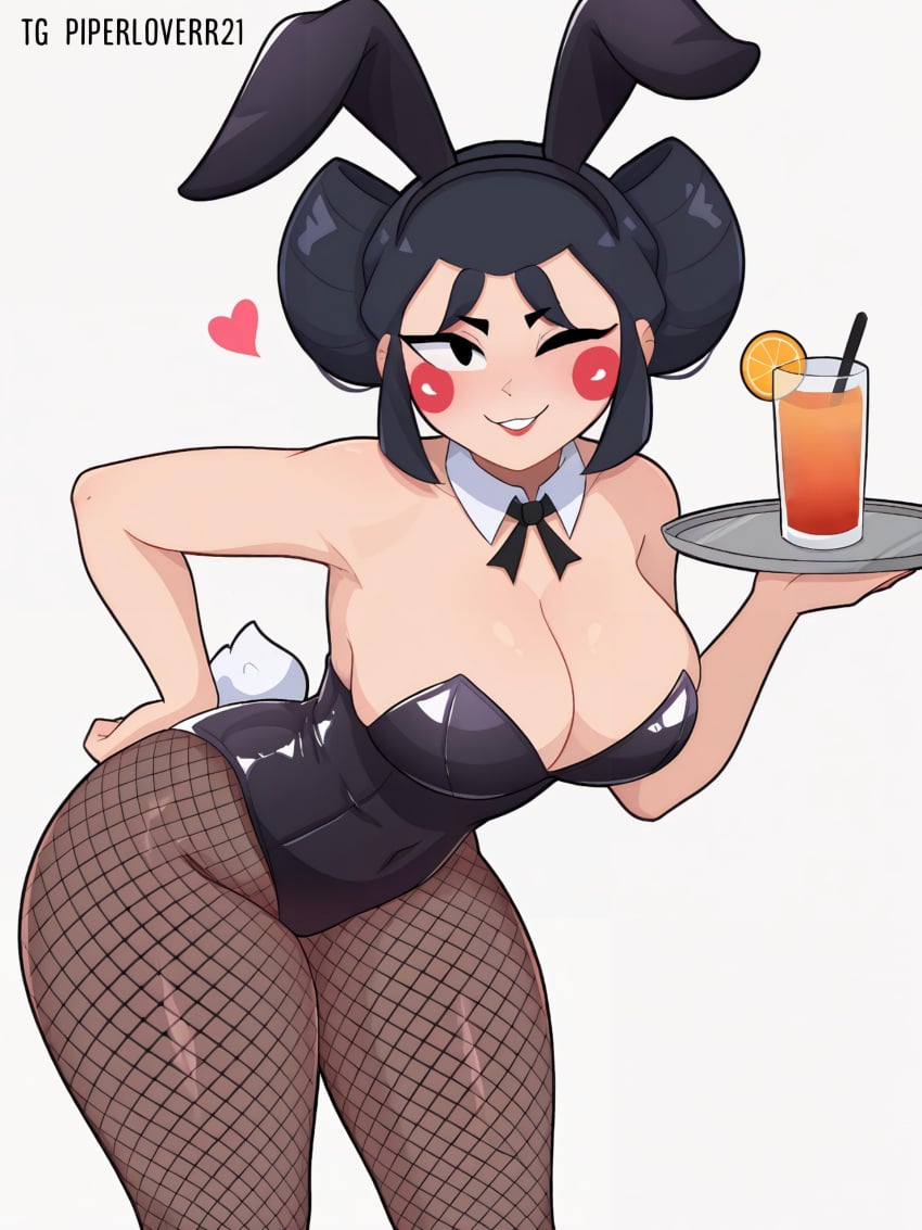 1girls ai_generated brawl_stars breasts kaze_(brawl_stars) large_breasts looking_at_viewer smile solo white_background