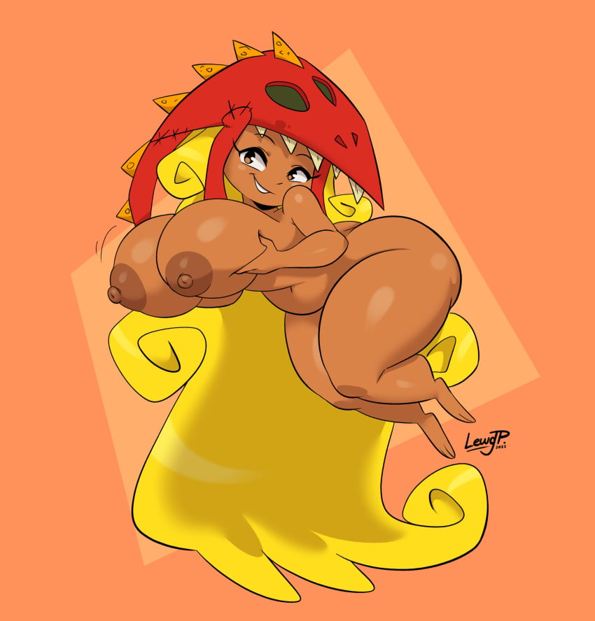 bbw big_ass big_breasts big_hips blonde_hair chubby_female completely_nude completely_nude_female dark-skinned_female dark_skin edit edited_image edith_up_(rayman) huge_ass huge_breasts joaoppereiraus melanin nymph_(rayman) red_hat