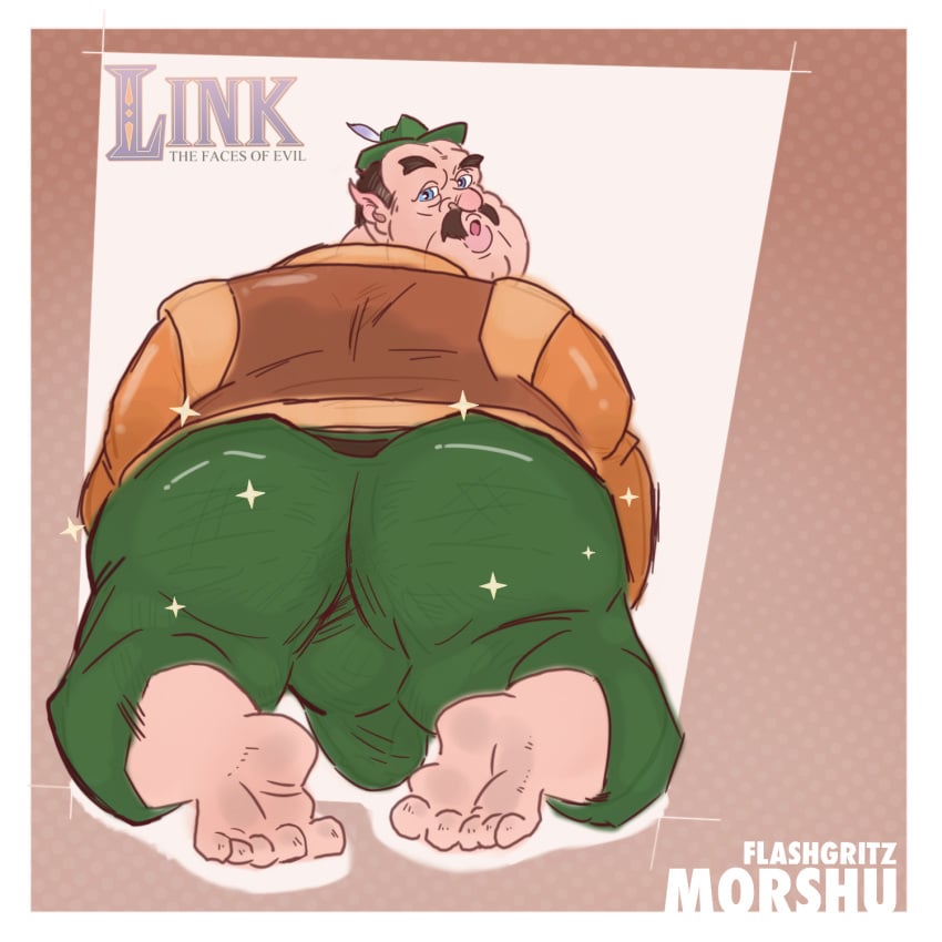 ass barefoot blue_eyes brown_hair butt_focus cd-i chubby chubby_male dirty_feet elf elf_ears fat_ass fat_butt fat_man feet flashgritz fully_clothed glistening glistening_ass glitter green_pants male male_only morshu moustache obese obese_male pants pointy_ears round_ass round_butt shopkeeper soles solo solo_focus solo_male the_legend_of_zelda the_legend_of_zelda_(cd-i) ugly_bastard ugly_man