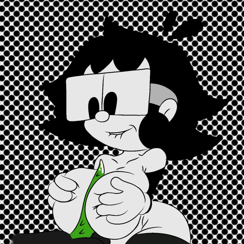 black_hair breasts cartoon green_penis marlon_(character) marlontoon marlonxd rubberhose rule_63 rule_63 titjob titjob white_body