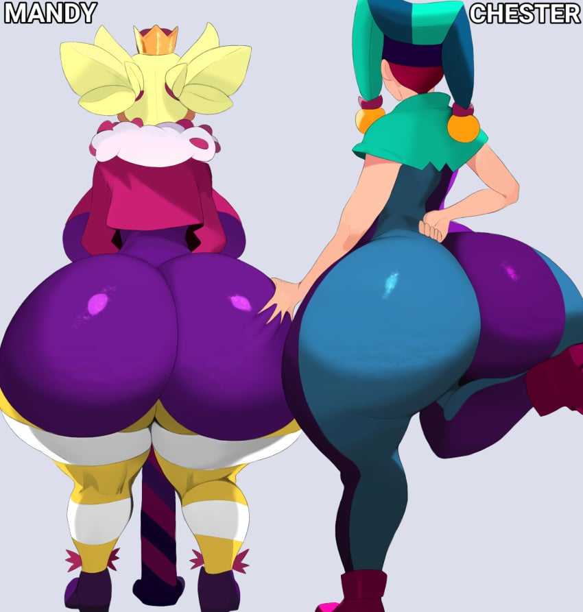 ass_bigger_than_head ass_focus ass_grab big_butt brawl_stars chester_(brawl_stars) femboy girl mandy_(brawl_stars) senior_garabato