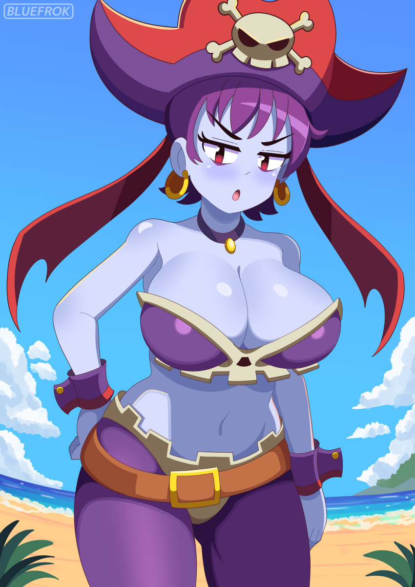 bluefrok breasts female female_only looking_at_viewer purple_hair risky_boots shantae solo