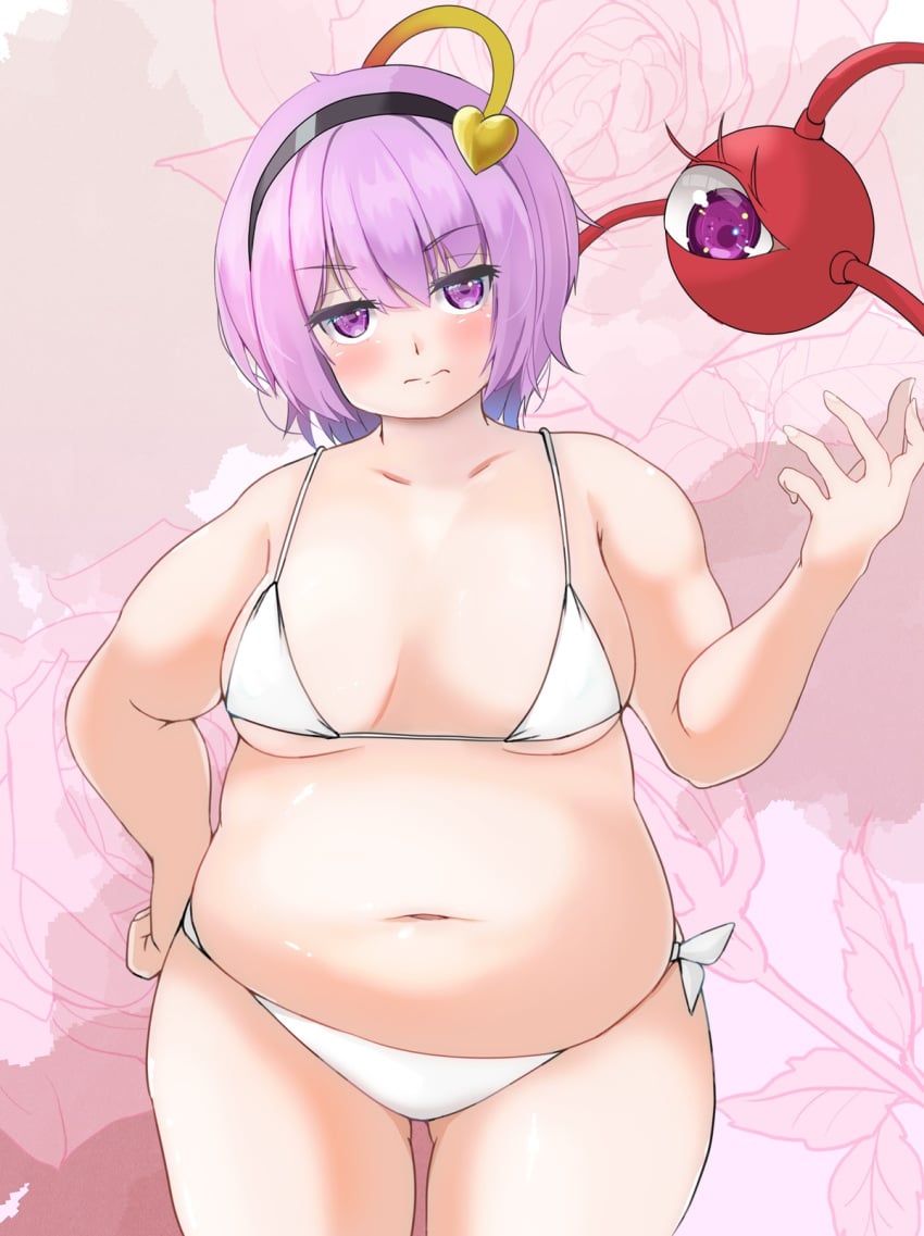 bbw belly_overhang big_belly big_female blush blush bra chubby chubby_female embarrassed fat fat_ass fat_female fat_fetish fat_girl fat_woman fatty large_female nerizou obese obese_female overweight overweight_female panties pig plump pork_chop satori_komeiji thick_thighs touhou tubby weight_gain white_bra white_panties