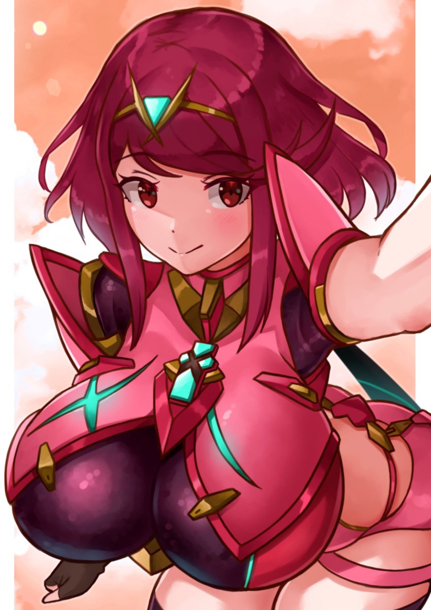 breasts core_crystal female female_only large_breasts looking_at_viewer nintendo oniisan02b pyra pyra_(xenoblade) red_eyes red_hair solo xenoblade_(series) xenoblade_chronicles_2 yotsuhauni