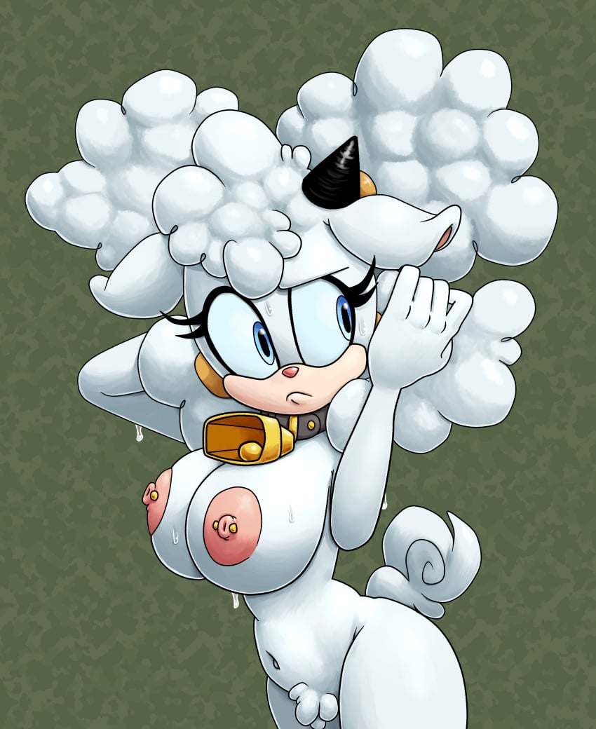 1girls breasts cowbell female jigglytoons lactation lanolin_the_sheep sega sheep sonic_(series) tagme