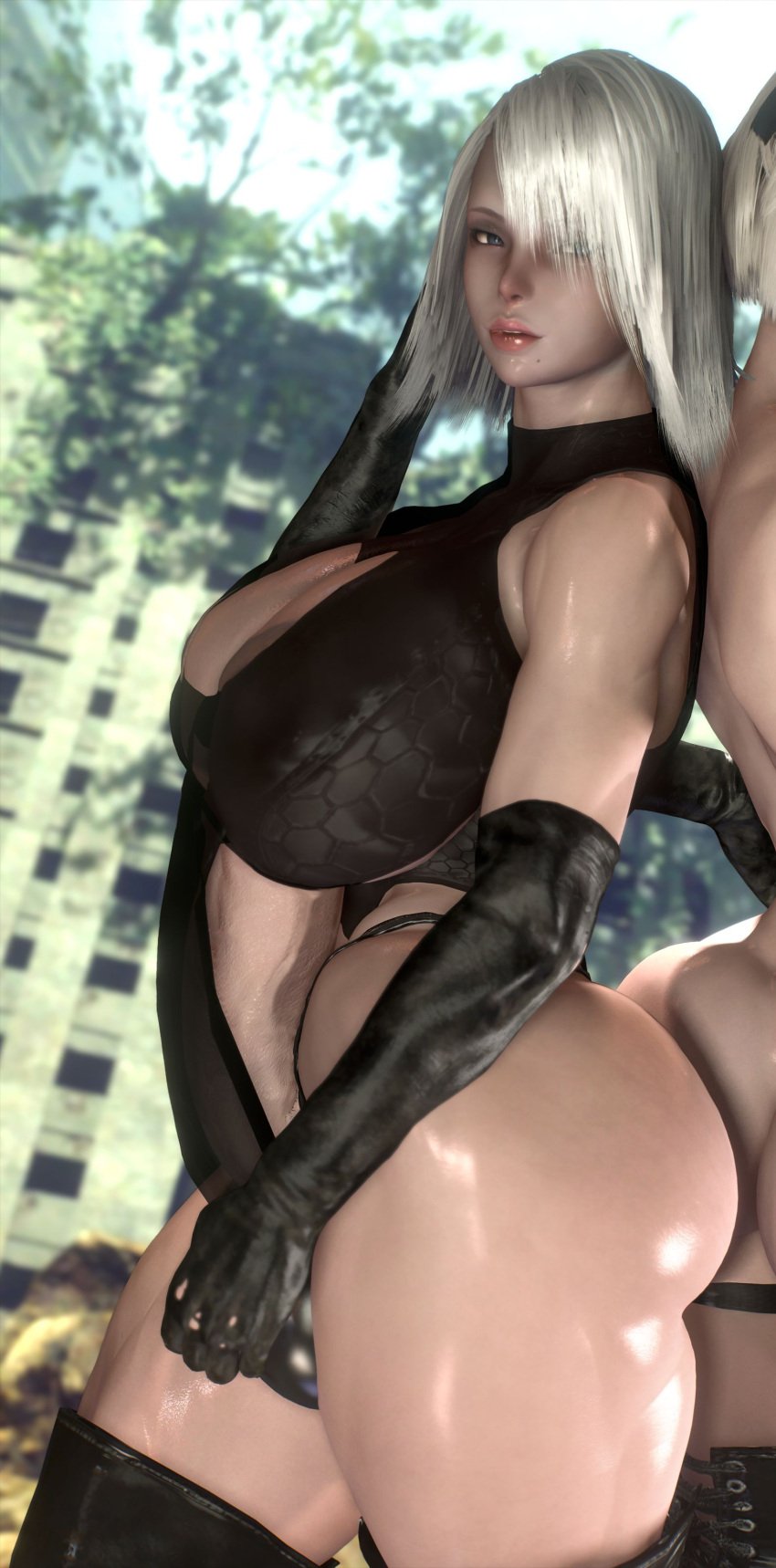 1girls 3d background beautiful futa_only futanari massive_penis mitrild-sfm nier:_automata robot_humanoid yorha_a2