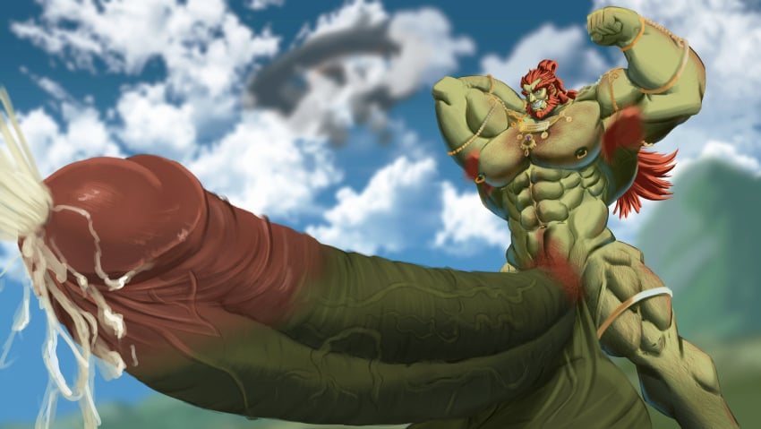 armpit_hair bodybuilder boner cum cumming erection ganondorf ganondorf_(tears_of_the_kingdom) green_skin hairy_armpits hyper hyper_balls hyper_cock hyper_genitalia hyper_penis hyper_testicles male male_only muscles muscular muscular_arms muscular_male muscular_thighs nude solo solo_male tearing_up tears_of_the_kingdom the_legend_of_zelda the_legend_of_zelda:_tears_of_the_kingdom thramir1